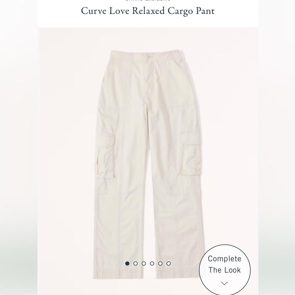 Abercrombie Curve Love Relaxed Cargo Pant Cream